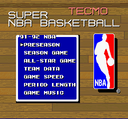 Screenshot of Tecmo Super NBA Basketball